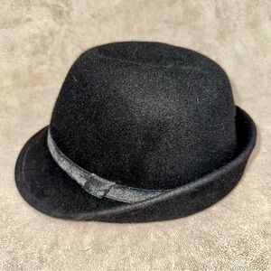 DDR Hatwerke Guben Felt Fedora Trilby Black Vtg Cold War German Hat 57 (7 1/8)